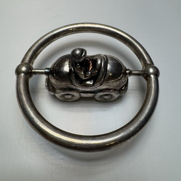 Tiffany & Co. Vehicle/Driver Baby Rattle Sterling Silver 925 Signed Rare - Picture 9 of 12